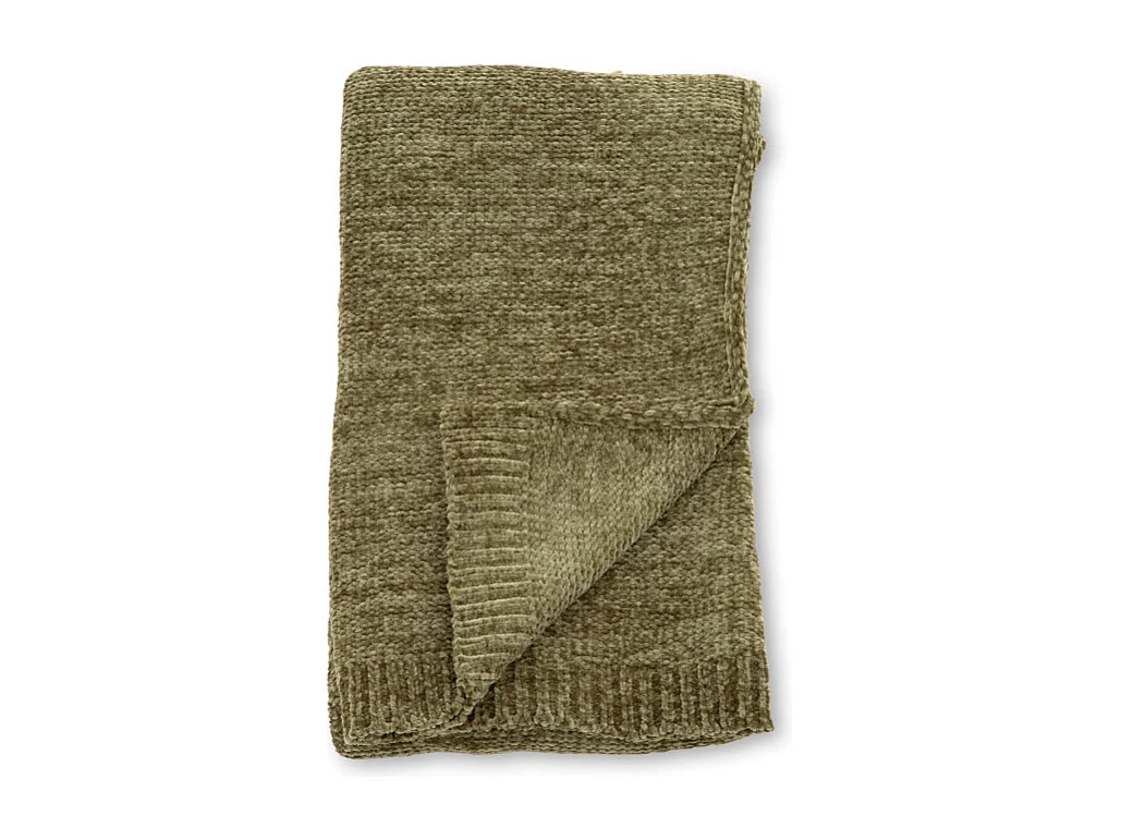 Plaid Chenille "Ally" 130x170cm Vert Mousse