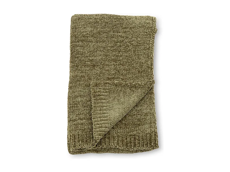 Plaid Chenille "Ally" 130x170cm Vert Mousse