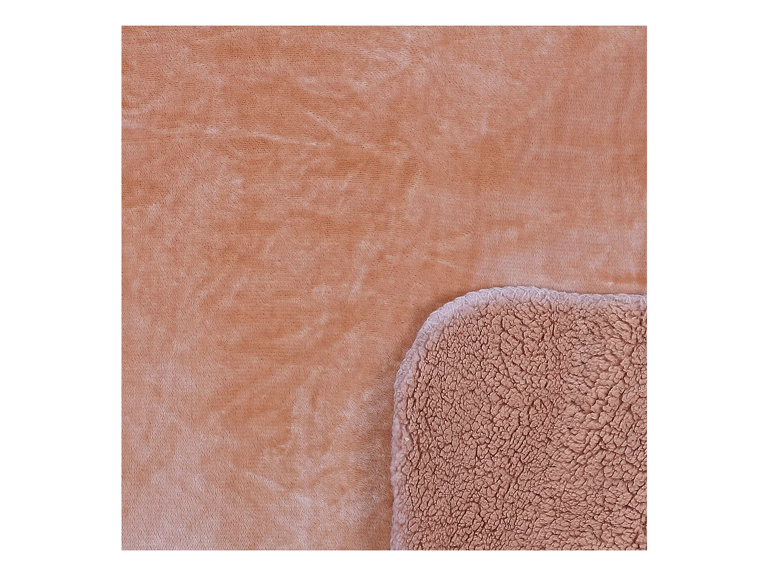 Plaid Flanelle Sherpa Peche Xxl 140x200cm Orange