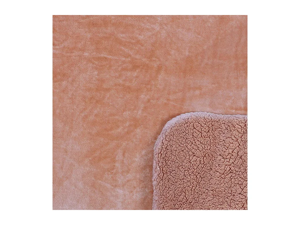 Plaid Flanelle Sherpa Peche Xxl 140x200cm Orange