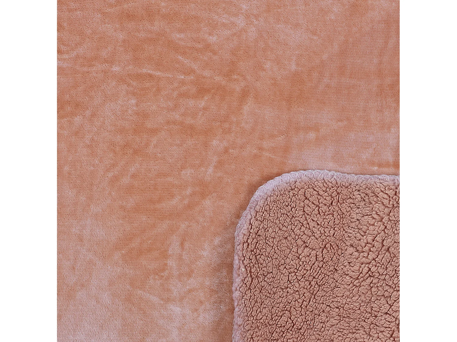 Plaid Flanelle Sherpa Peche Xxl 140x200cm Orange