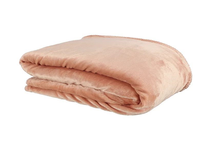 Plaid Flanelle Sherpa Peche Xxl 140x200cm Orange