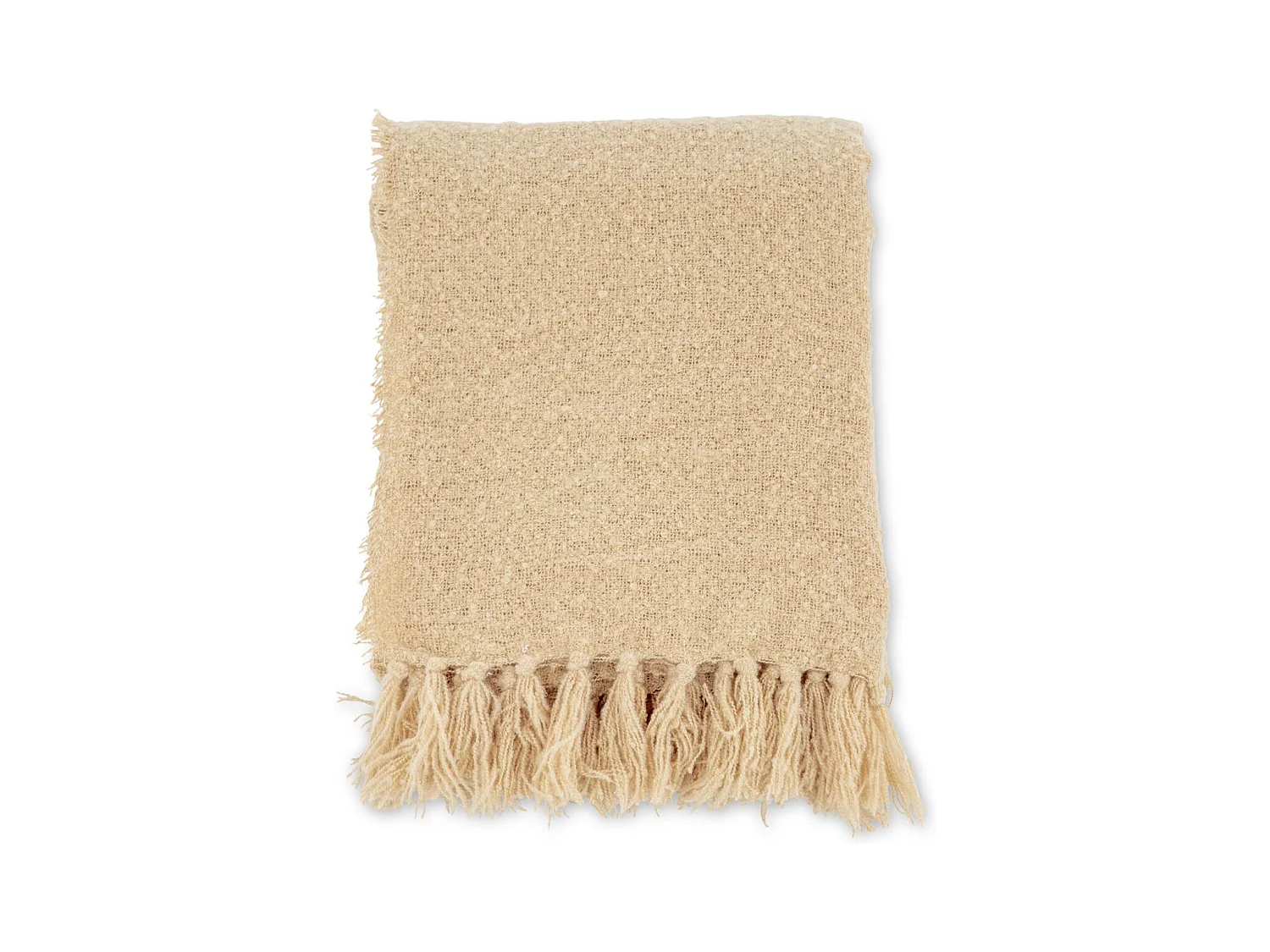 Plaid Uni à Franges "Stanly" 130x170cm Sable