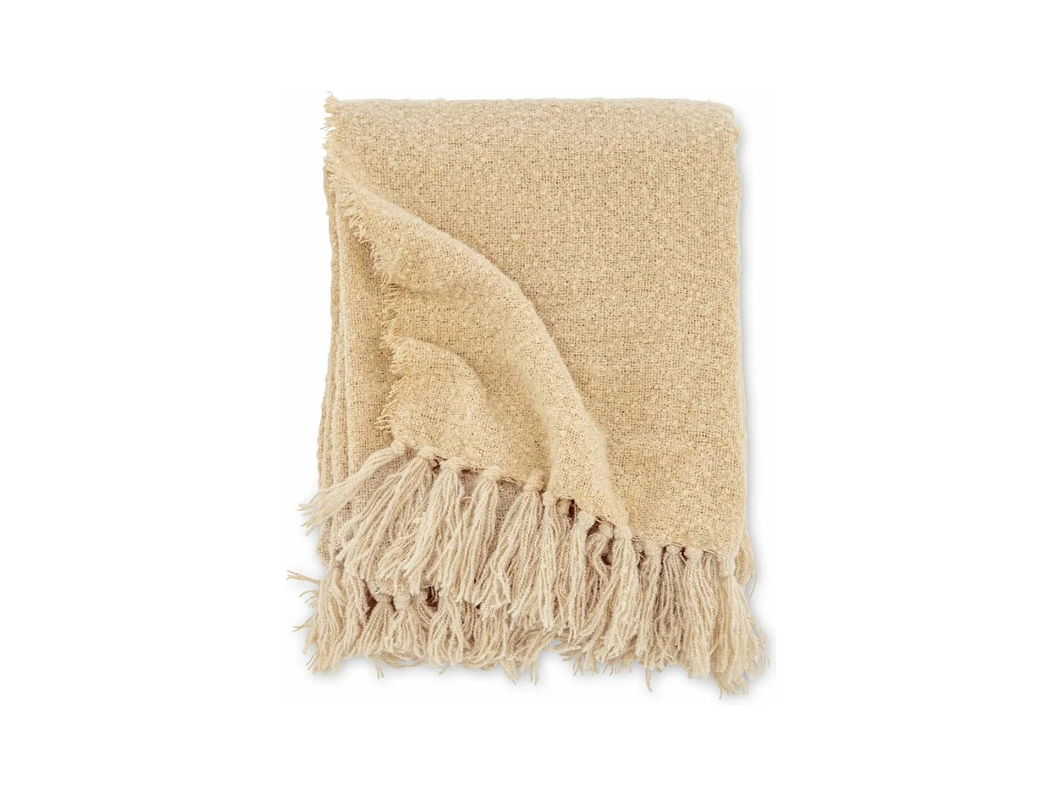 Plaid Uni à Franges "Stanly" 130x170cm Sable