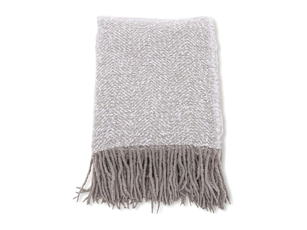 Plaid Imprimé à Franges "Toby" 130x170cm Gris