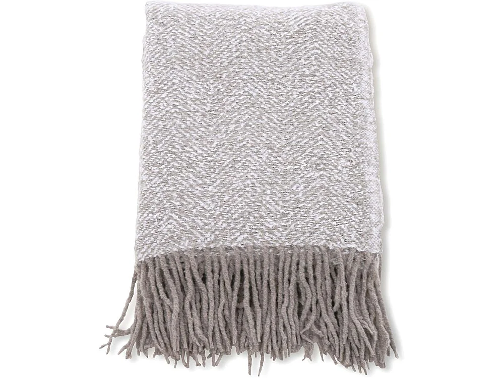 Plaid Imprimé à Franges "Toby" 130x170cm Gris