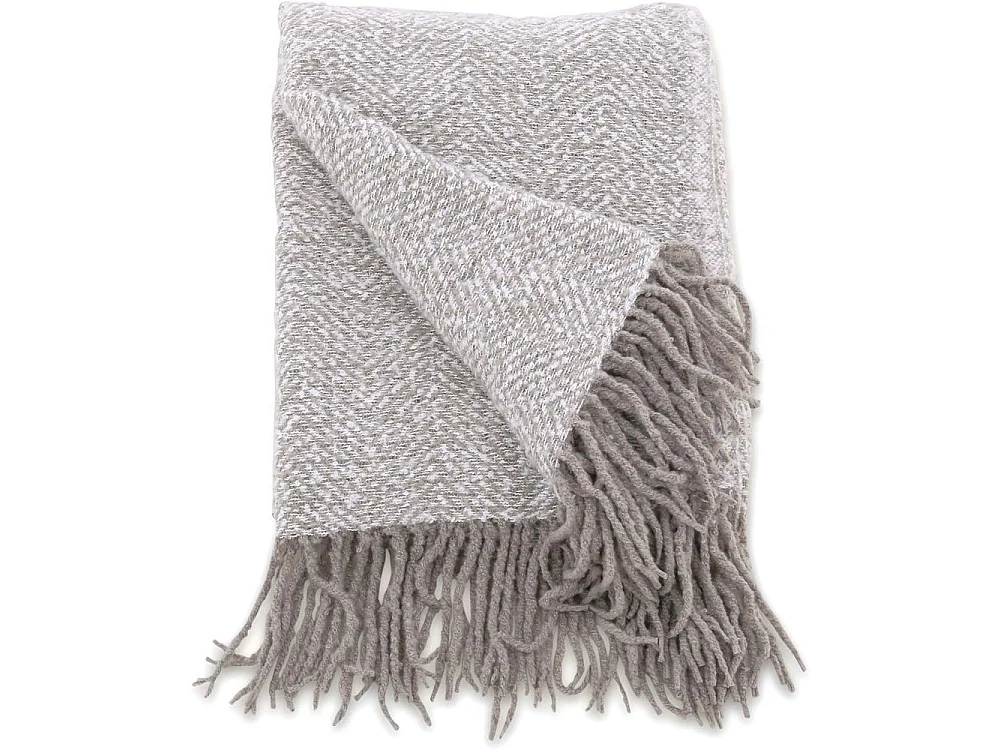 Plaid Imprimé à Franges "Toby" 130x170cm Gris