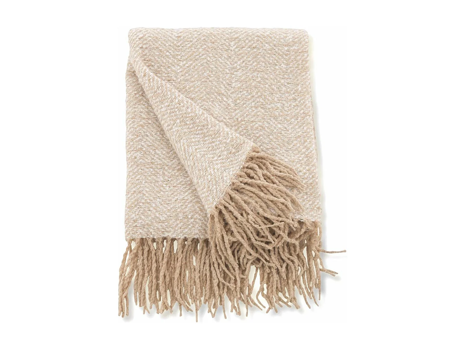 Plaid Imprimé à Franges "Toby" 130x170cm Beige