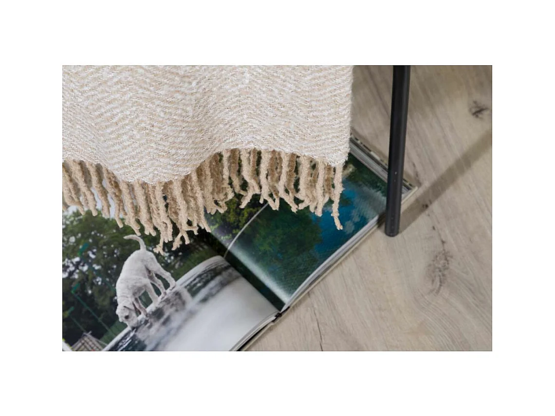 Plaid Imprimé à Franges "Toby" 130x170cm Beige