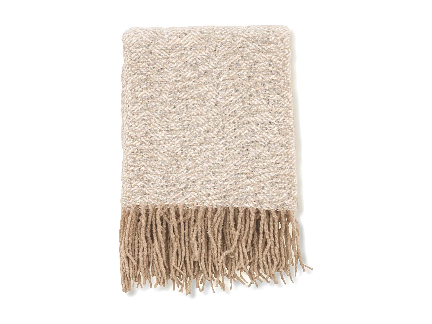 Plaid Imprimé à Franges "Toby" 130x170cm Beige