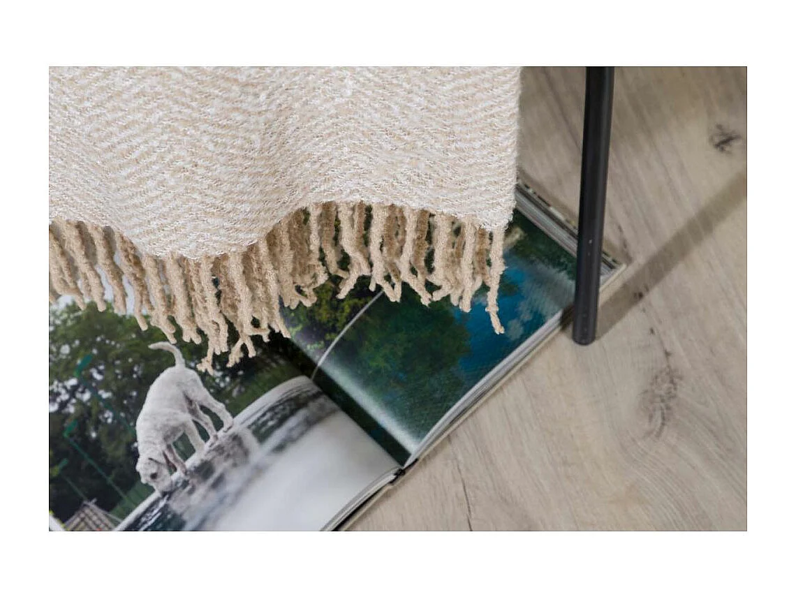 Plaid Imprimé à Franges "Toby" 130x170cm Beige