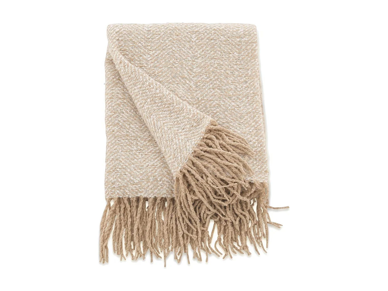 Plaid Imprimé à Franges "Toby" 130x170cm Beige