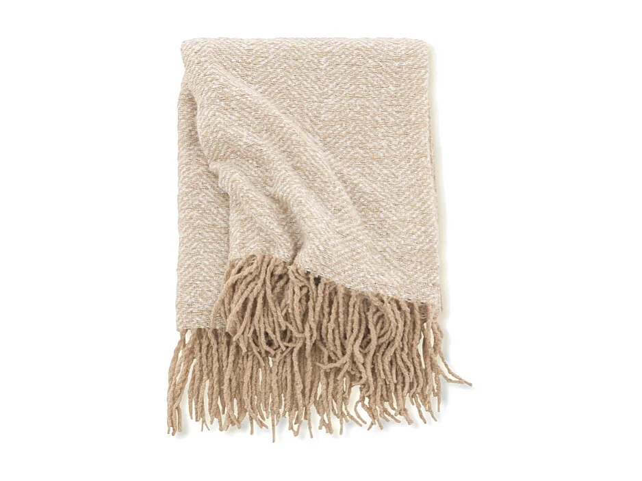 Plaid Imprimé à Franges "Toby" 130x170cm Beige