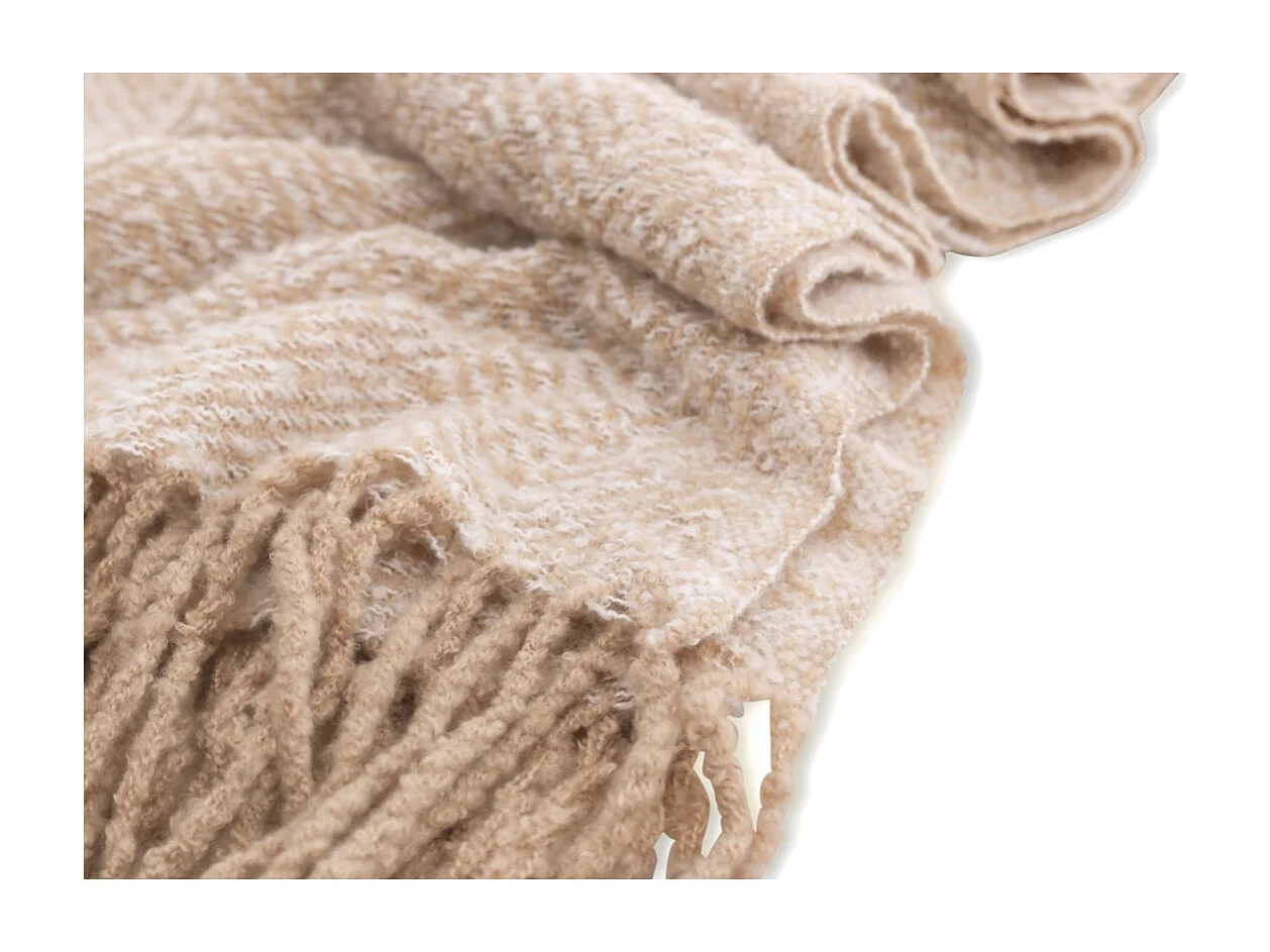 Plaid Imprimé à Franges "Toby" 130x170cm Beige