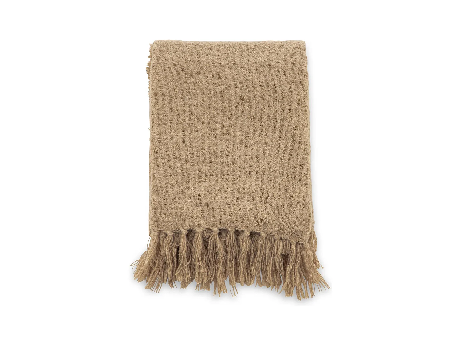 Plaid Uni à Franges "Stanly" 130x170cm Beige
