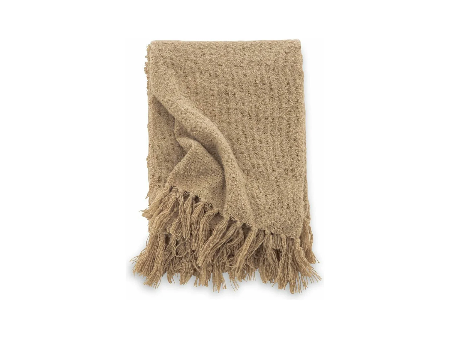 Plaid Uni à Franges "Stanly" 130x170cm Beige