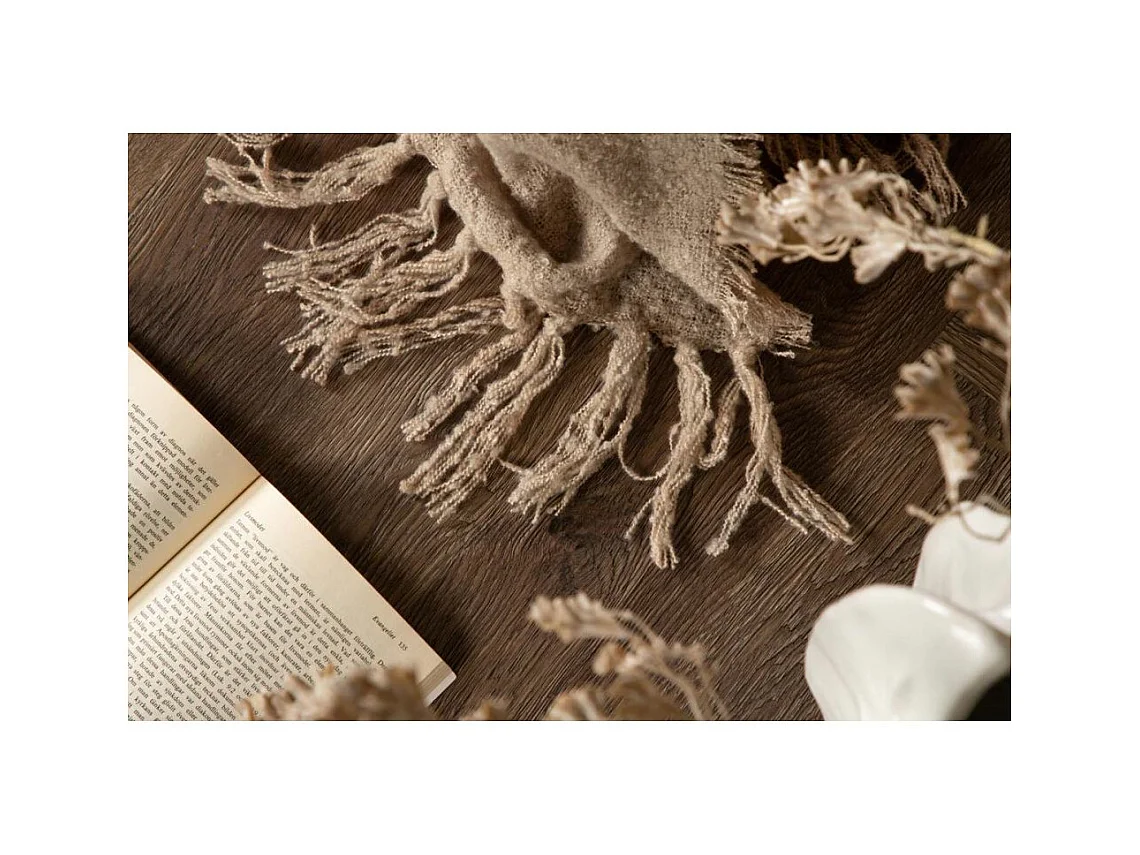 Plaid Uni à Franges "Stanly" 130x170cm Beige