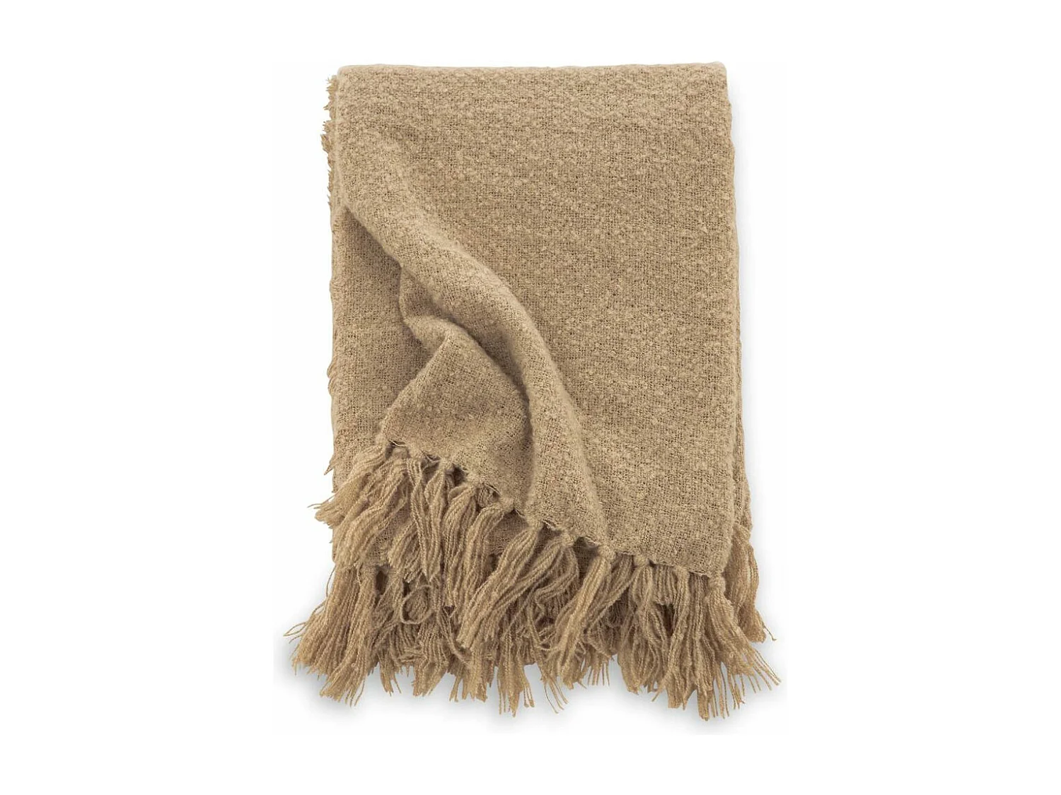 Plaid Uni à Franges "Stanly" 130x170cm Beige