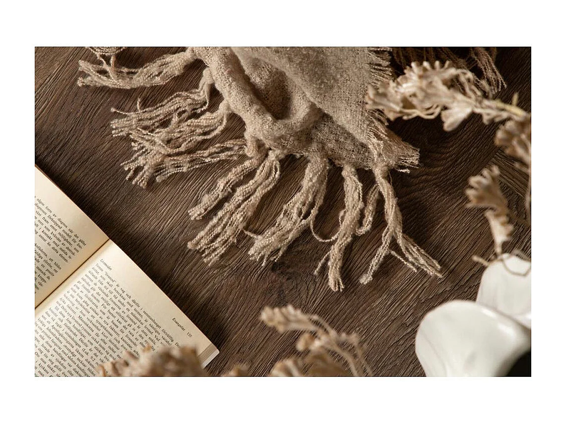 Plaid Uni à Franges "Stanly" 130x170cm Beige