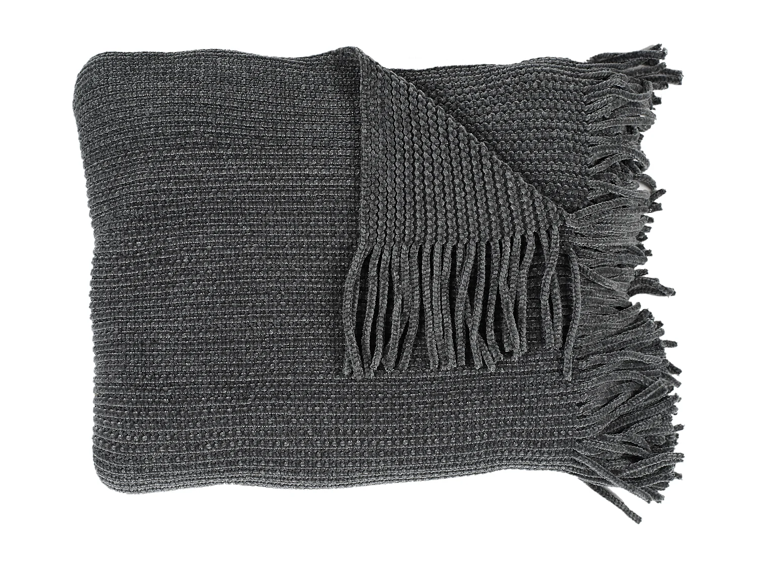 Plaid Chenille Frange Gris 120x150cm Gris