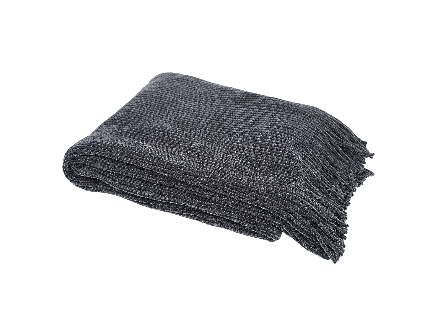 Plaid - HOME DECO FACTORY - Chenille - Franges - Gris