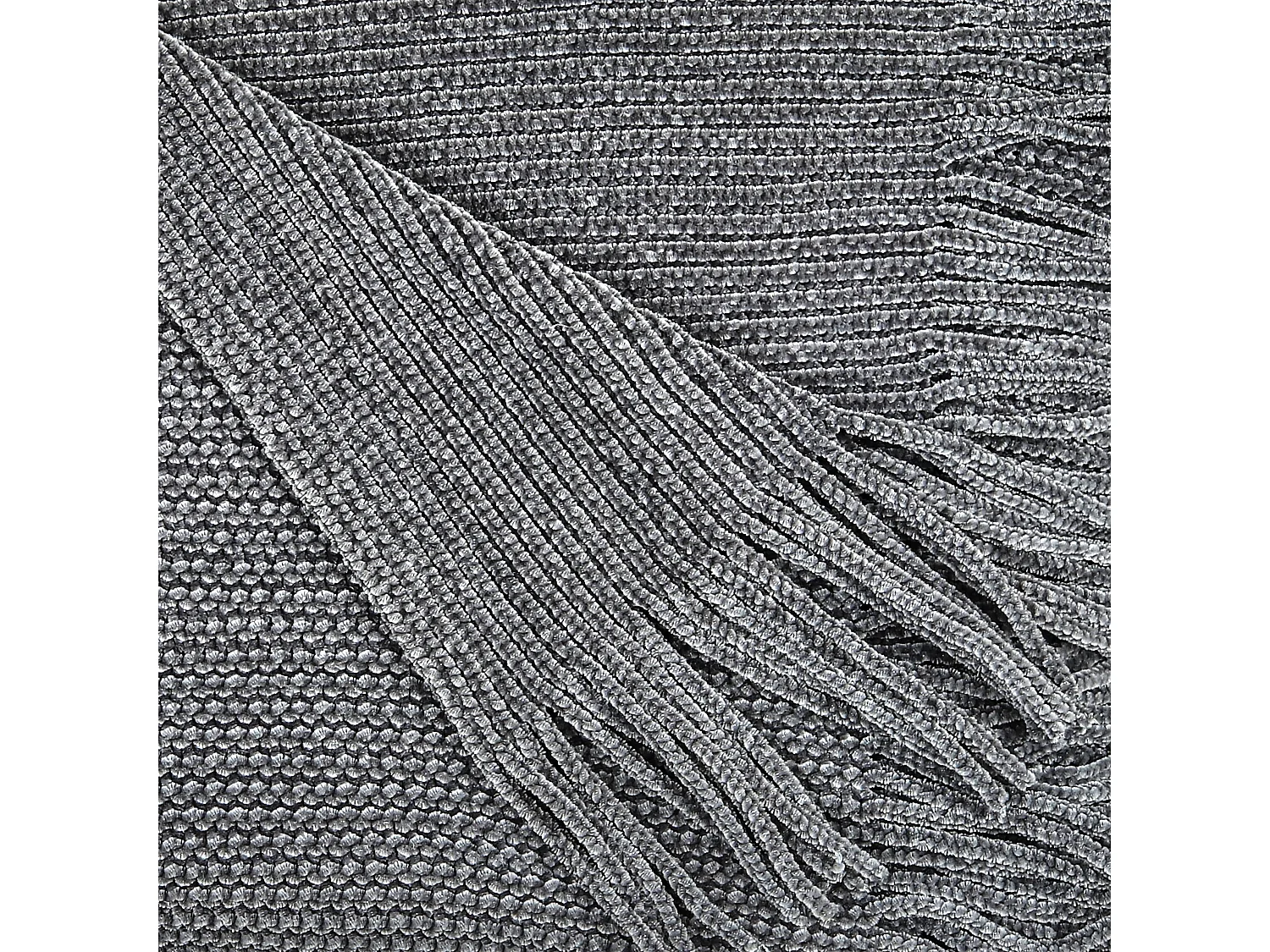Plaid - HOME DECO FACTORY - Chenille - Franges - Gris