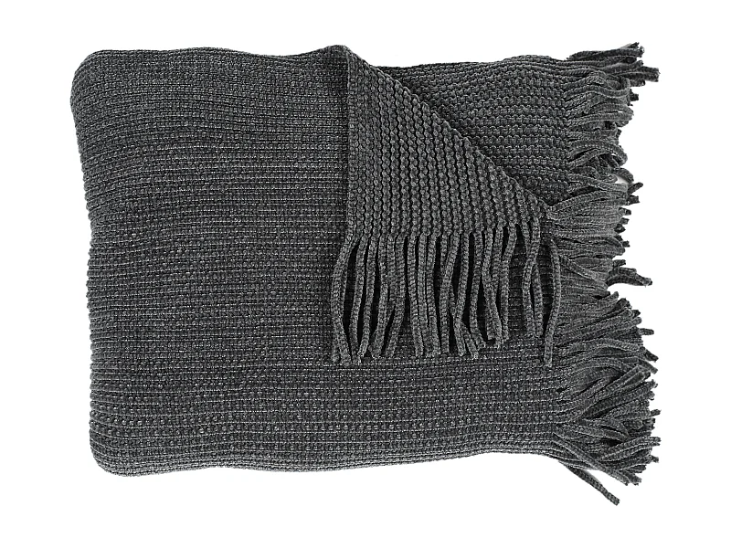 Plaid Chenille Frange Gris 120x150cm Gris