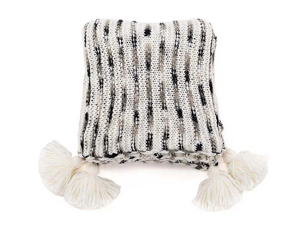 Plaid Avec Pompons "Unny" 130x170cm Gris