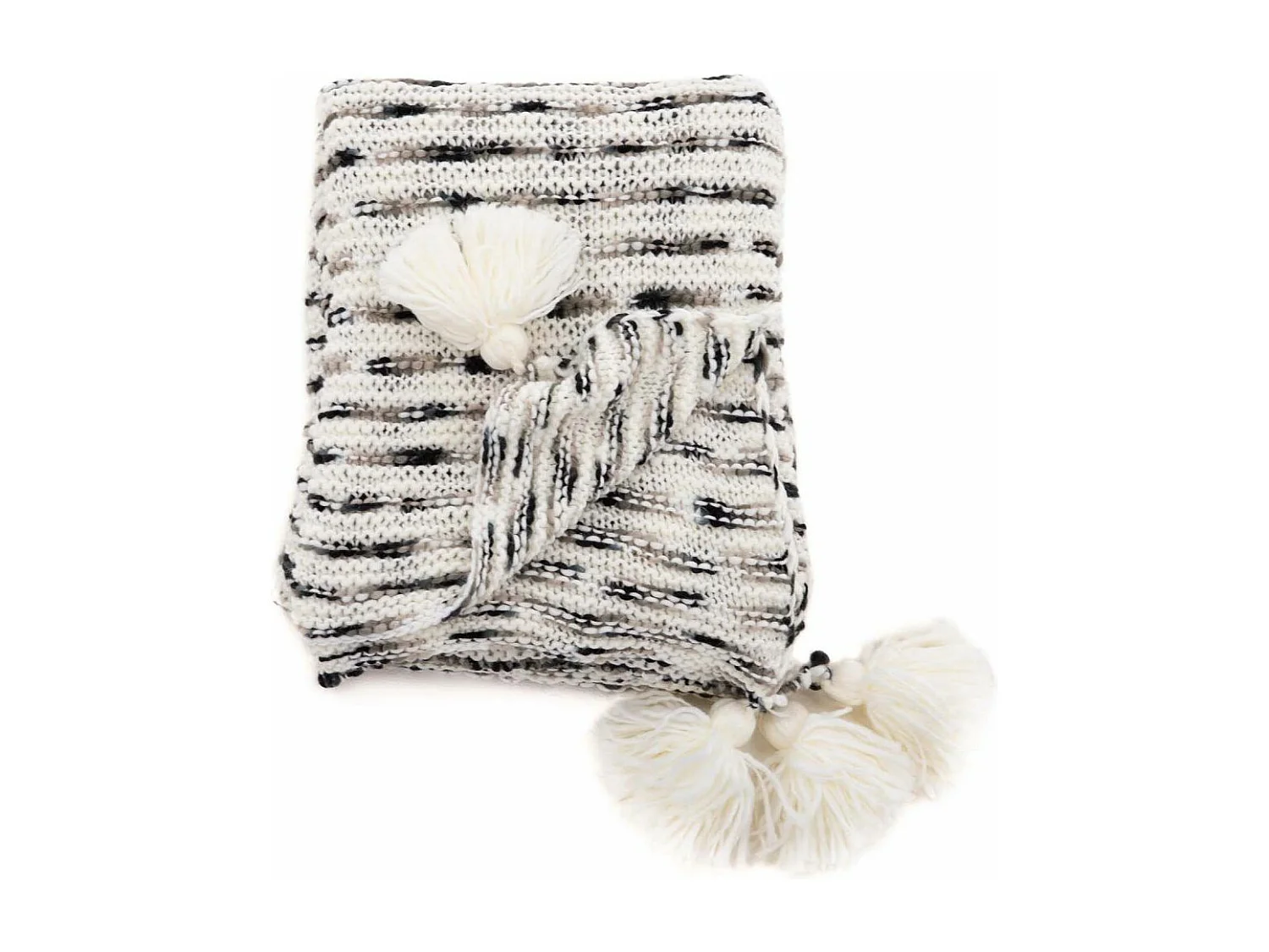 Plaid Avec Pompons "Unny" 130x170cm Gris