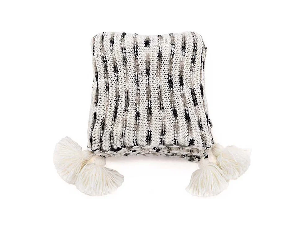 Plaid Avec Pompons "Unny" 130x170cm Gris
