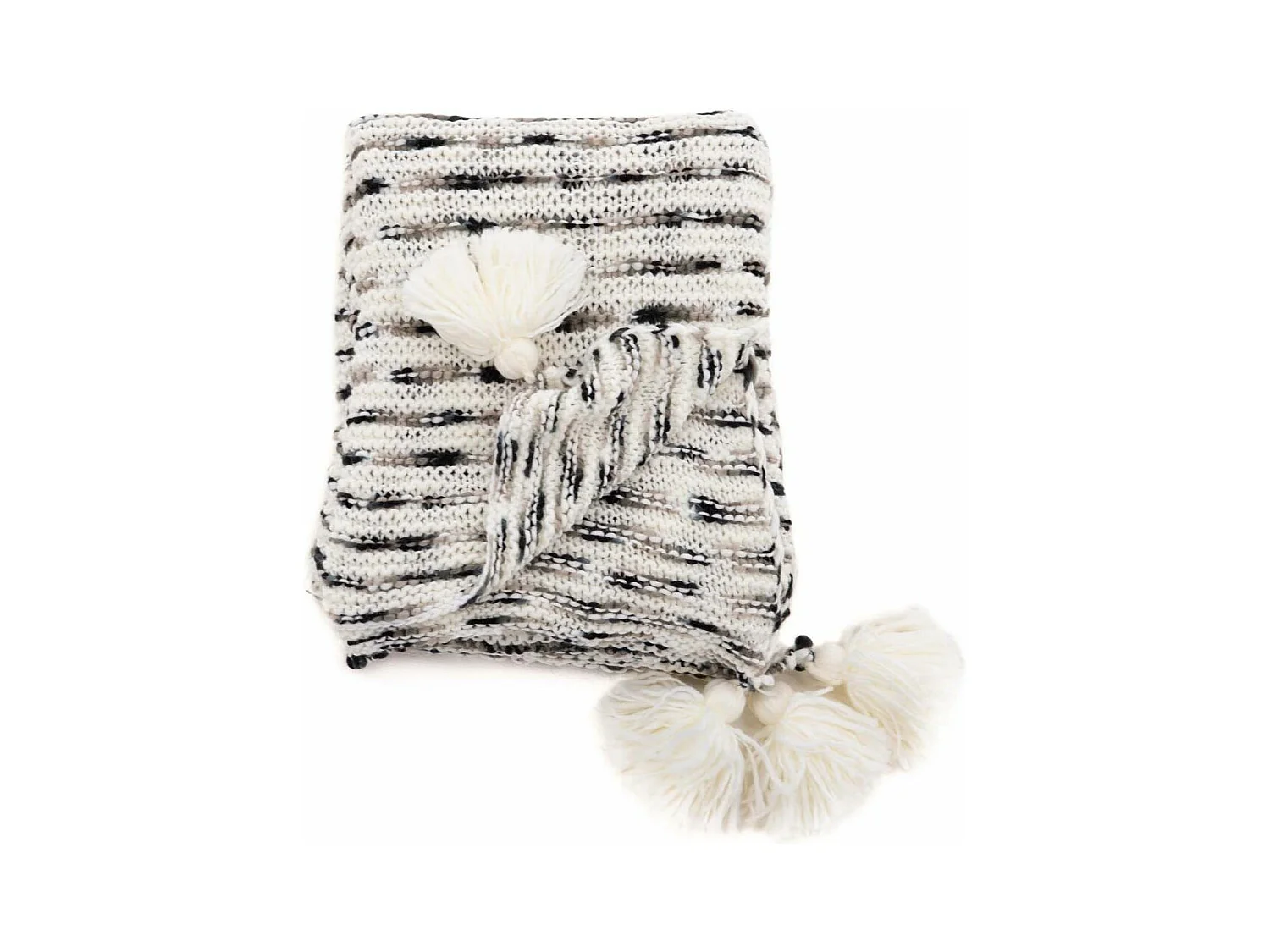 Plaid Avec Pompons "Unny" 130x170cm Gris
