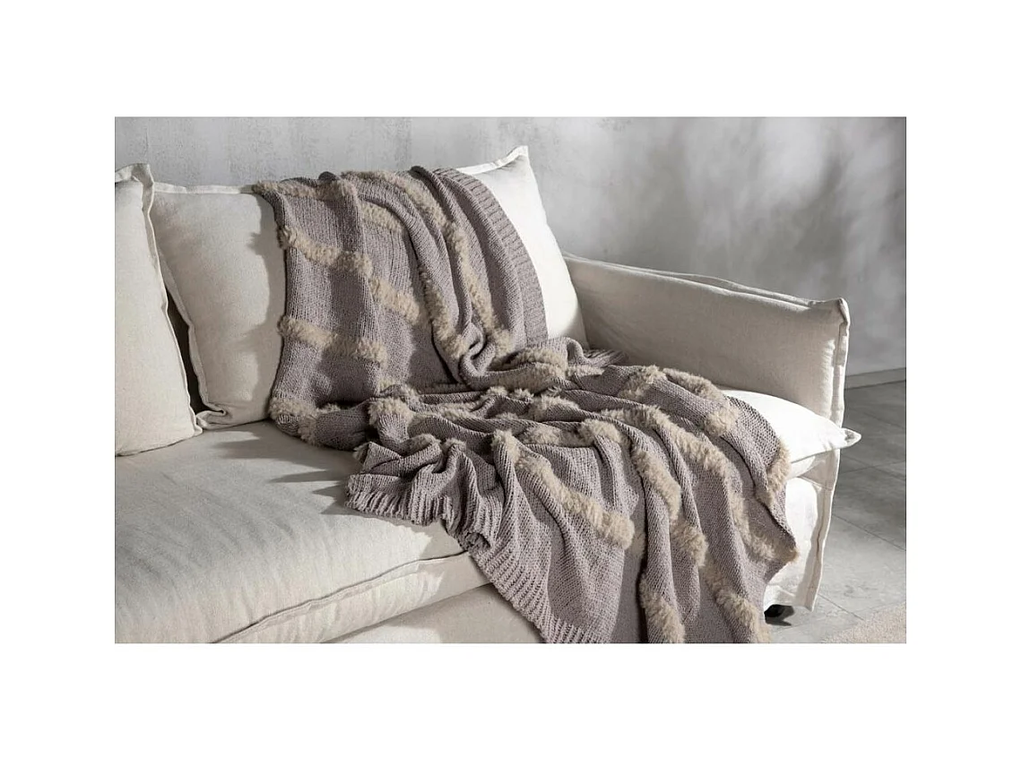 Katleen plaid 170x130cm beige, grijs.