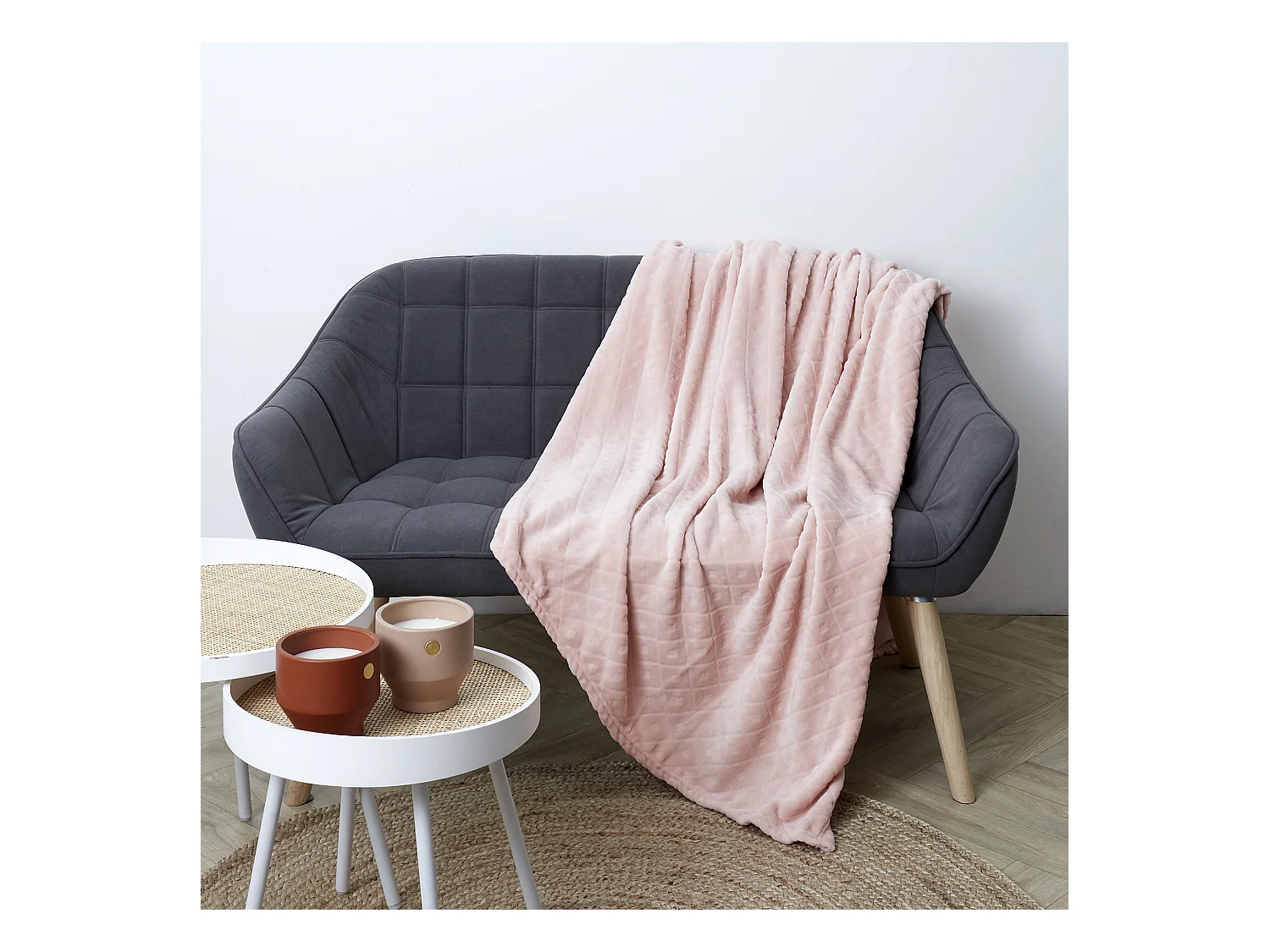 Plaid Embosse Rose 140x200cm Rose