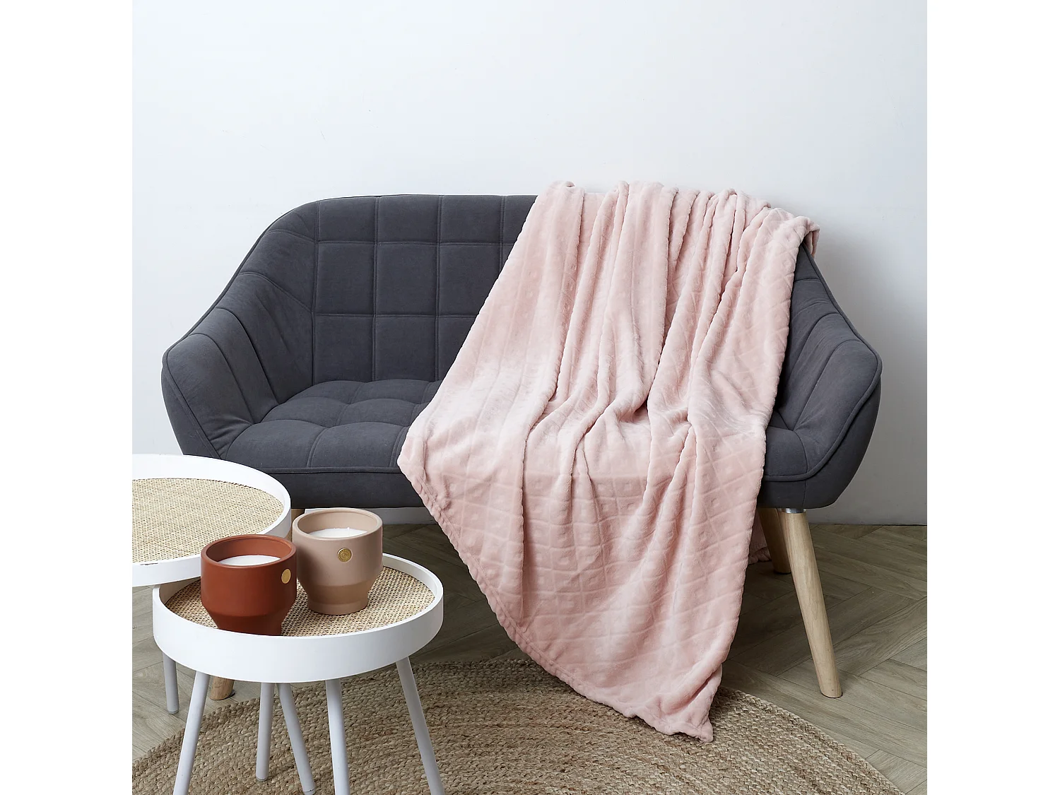 Plaid Embosse Rose 140x200cm Rose