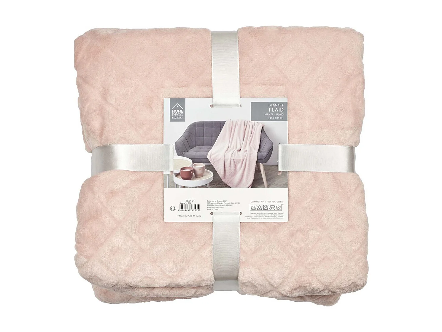 Plaid Embosse Rose 140x200cm Rose