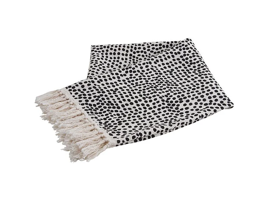 Coperta in cotone bianco a pois neri