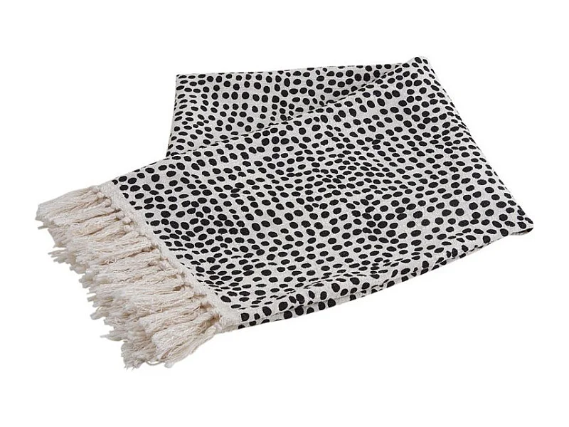 Plaid en coton blanc à pois noirs