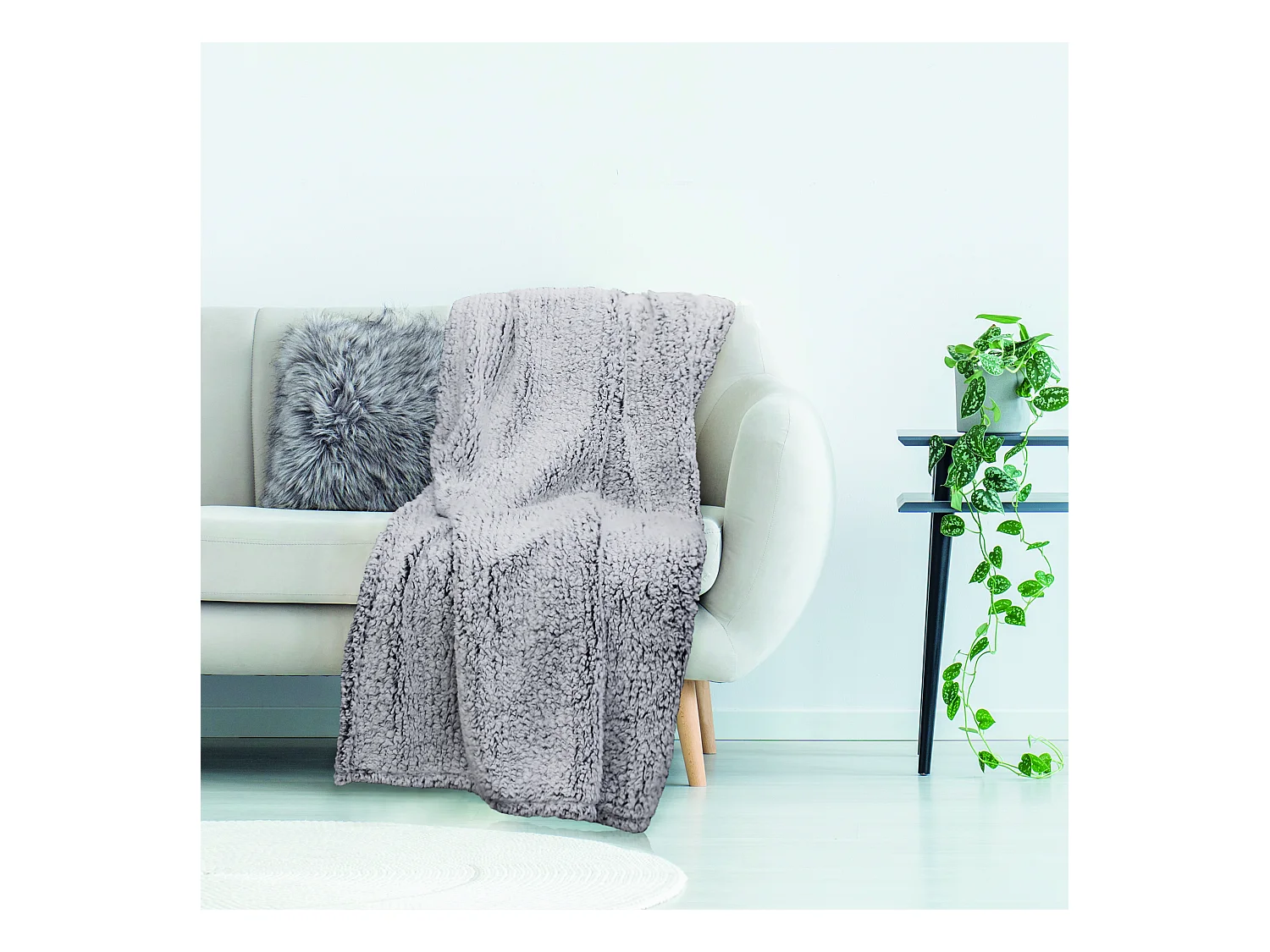 Plaid Sherpa Gris 120x150cm Gris