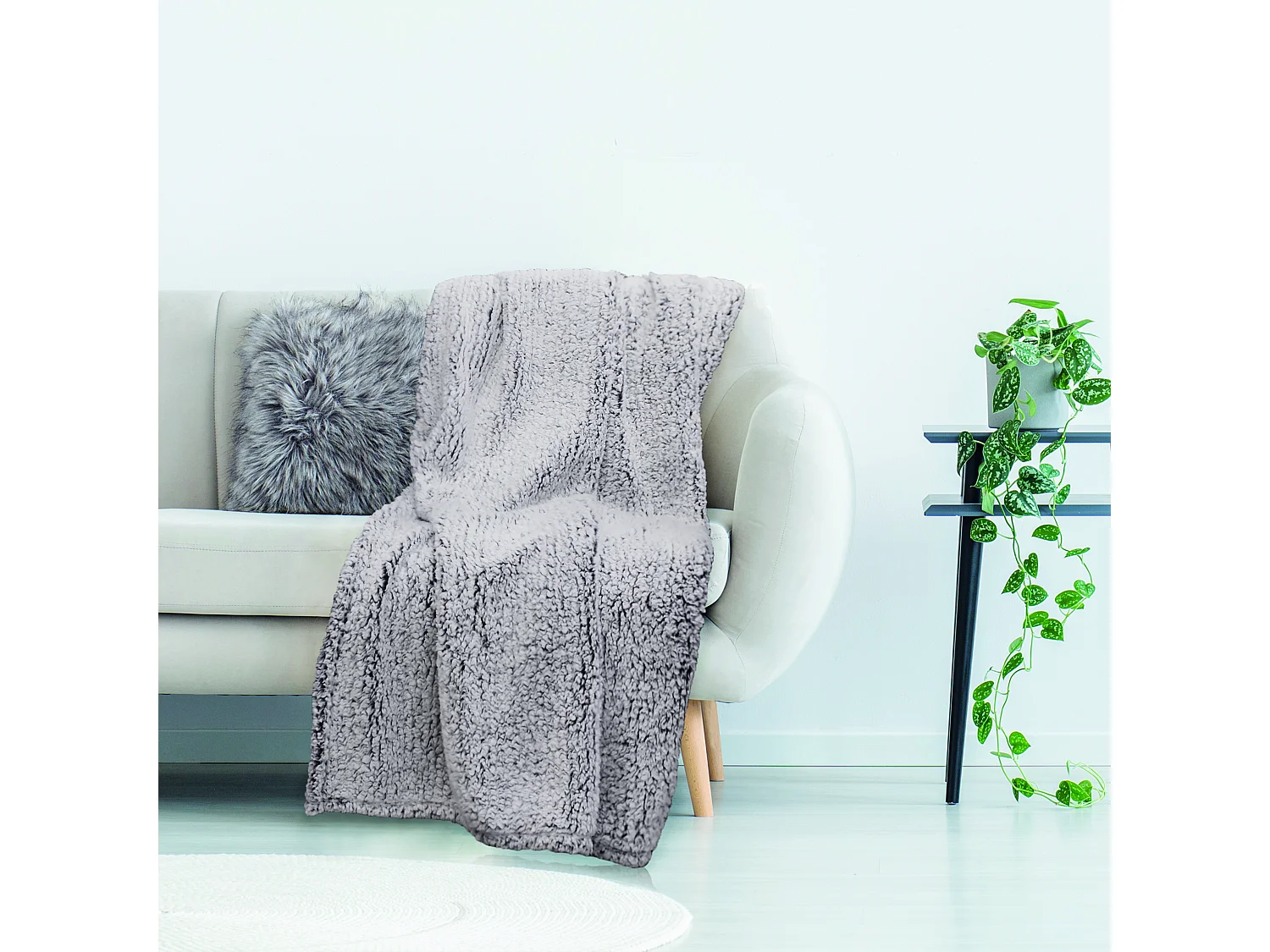 Plaid Sherpa Gris 120x150cm Gris