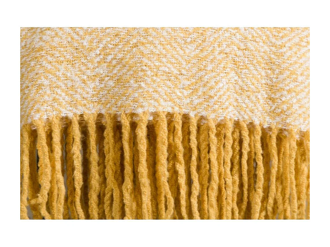 Toby plaid 170x130cm wit, geel.