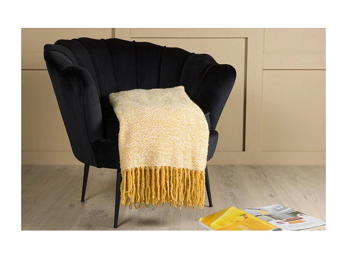 Toby plaid 170x130cm wit, geel.