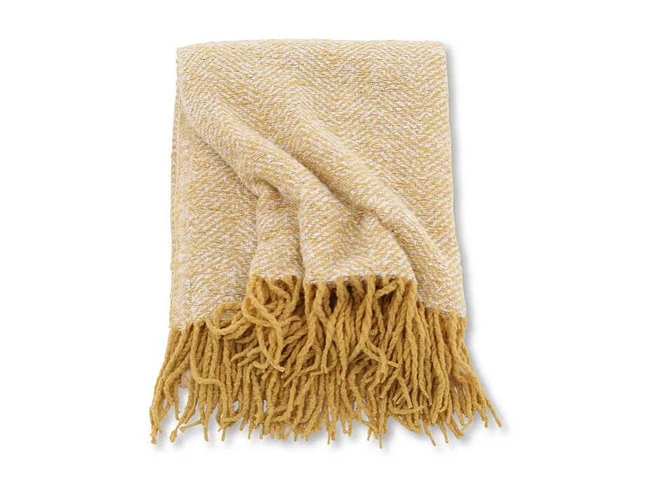 Plaid Imprimé à Franges "Toby" 130x170cm Jaune