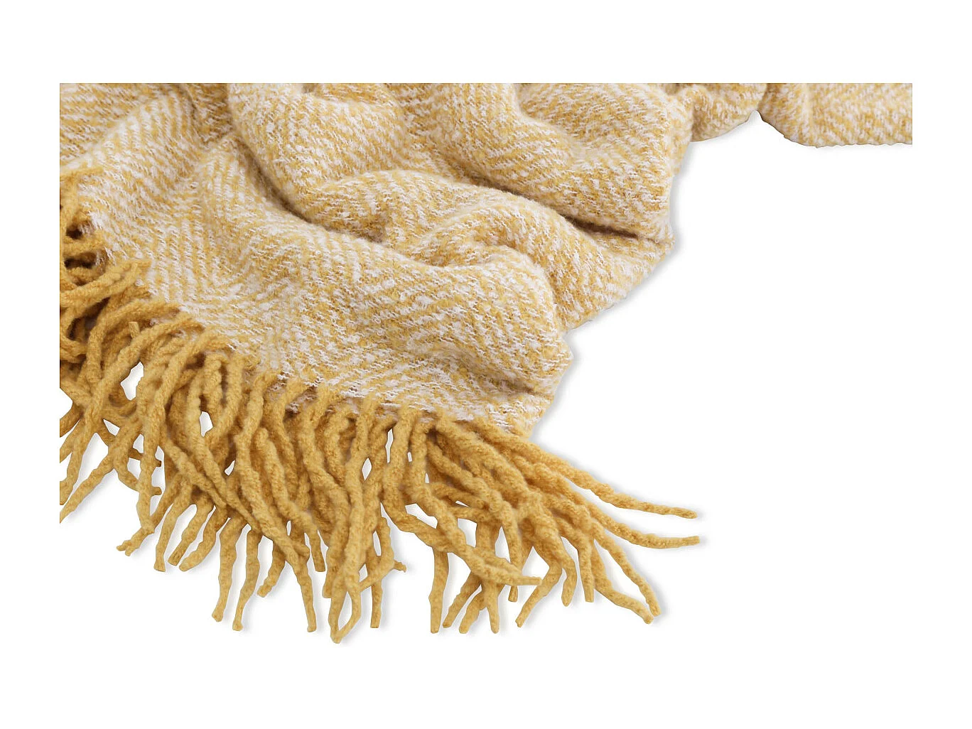 Plaid Imprimé à Franges "Toby" 130x170cm Jaune