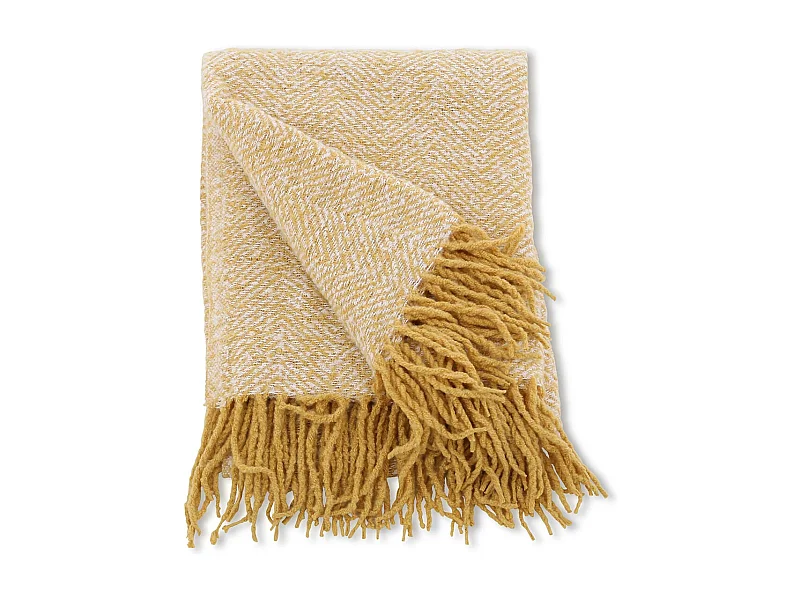 Plaid Imprimé à Franges "Toby" 130x170cm Jaune