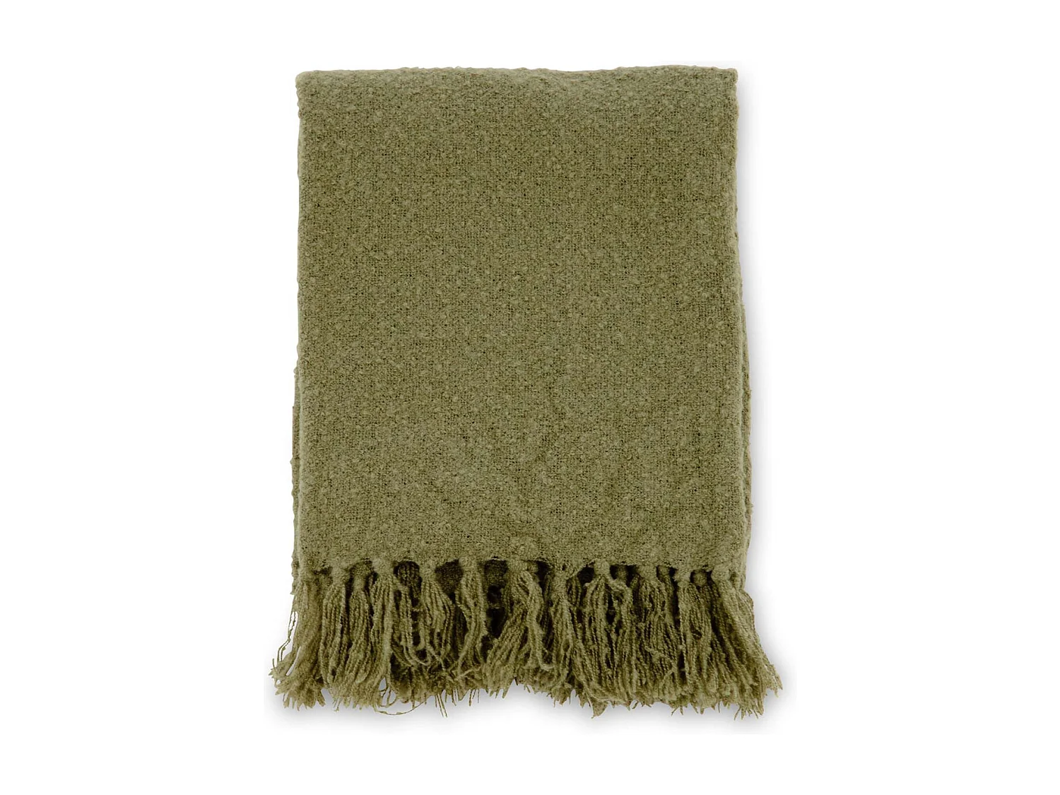 Plaid Uni à Franges "Stanly" 130x170cm Vert Mousse