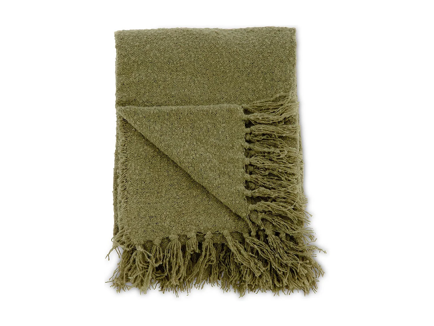Plaid Uni à Franges "Stanly" 130x170cm Vert Mousse