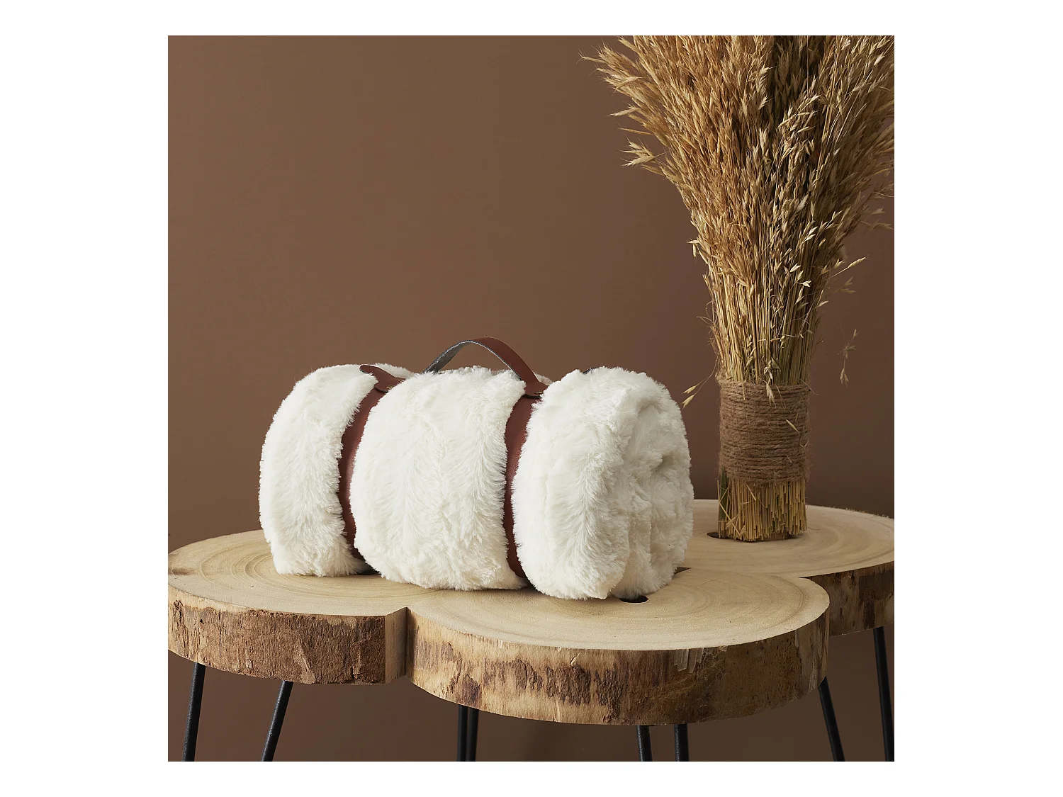 Plaid Imitation Fourrure A Anse Blanc 120x150cm Blanc