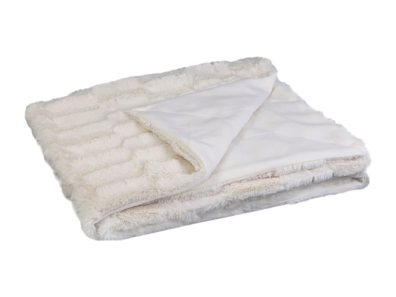 Plaid Imitation Fourrure A Anse Blanc 120x150cm Blanc