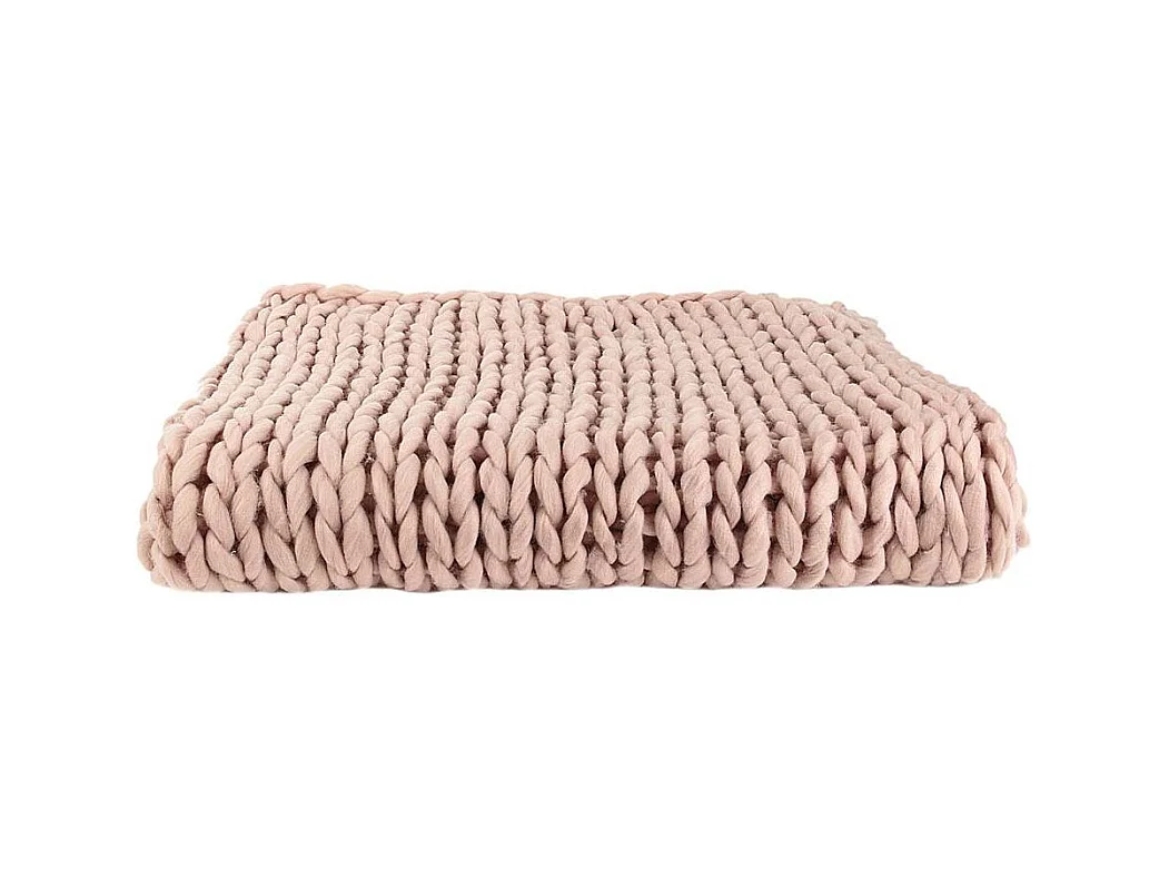 Plaid Grosse Maille Chunky Rose 120x150cm Rose