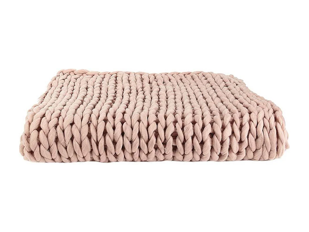 Plaid Grosse Maille Chunky Rose 120x150cm Rose